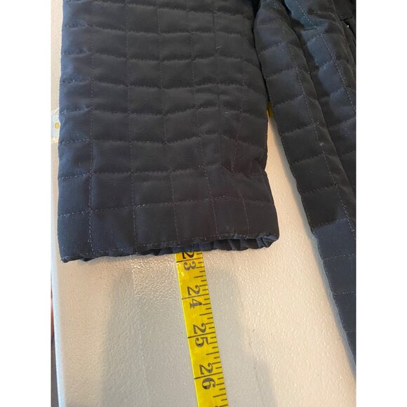 Gallery Quilted Black Jacket 36" Long Coat Belted Waist Medium - Picture 13 of 13